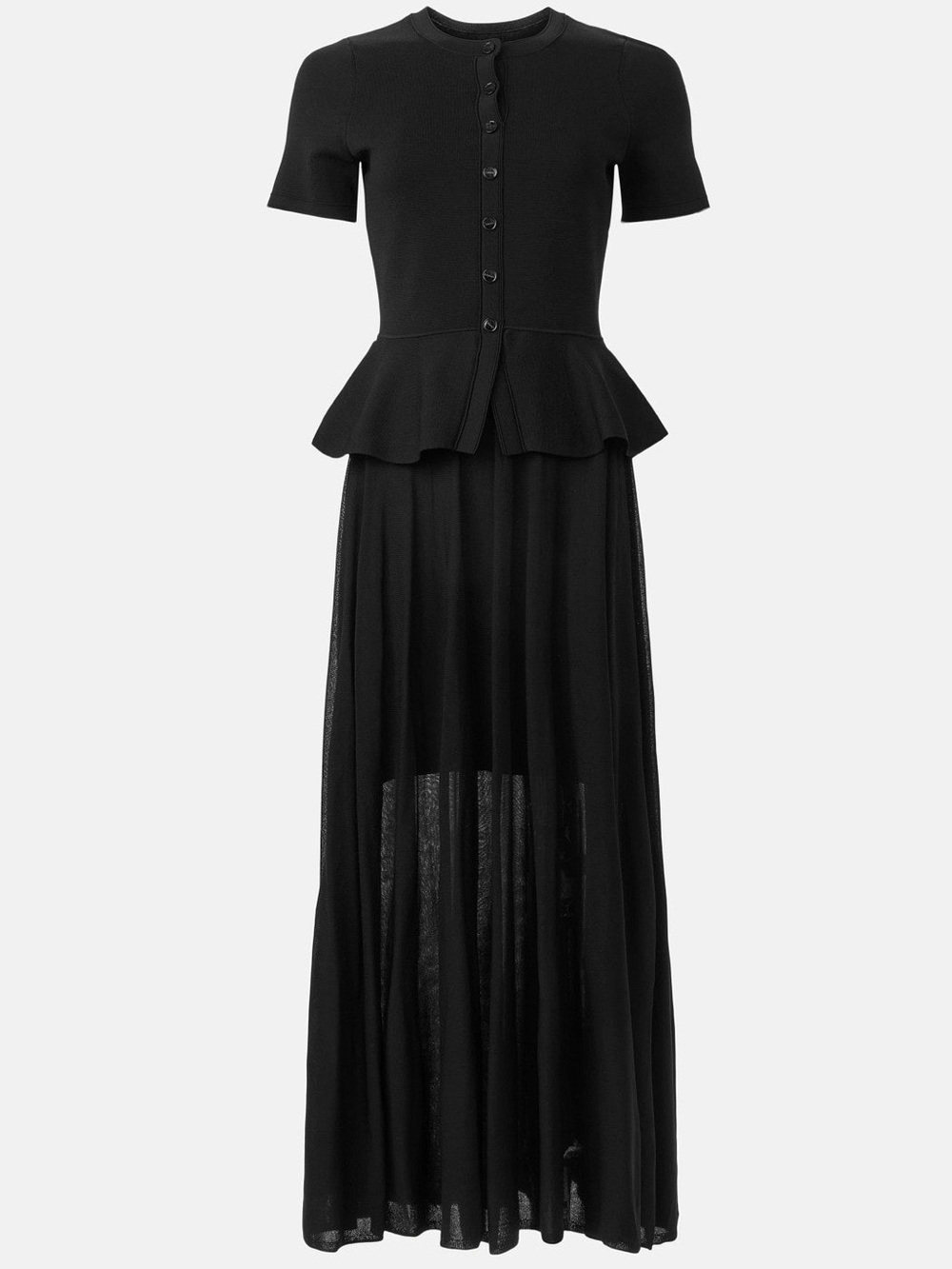 Sandro Judith Peplum Maxi Dress Black Size 8 / FR 40 - Picture 3 of 14
